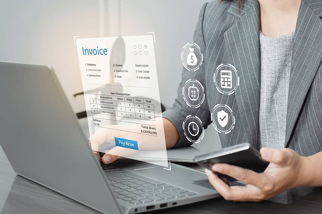 A finance professional using a modern accounts payable software for simpler invoice approvals or payments.